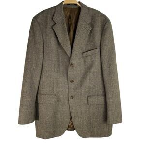 CHAPS Ralph Lauren Herringbone Sport Coat Blazer Men 44T Gray Windowpane Plaid